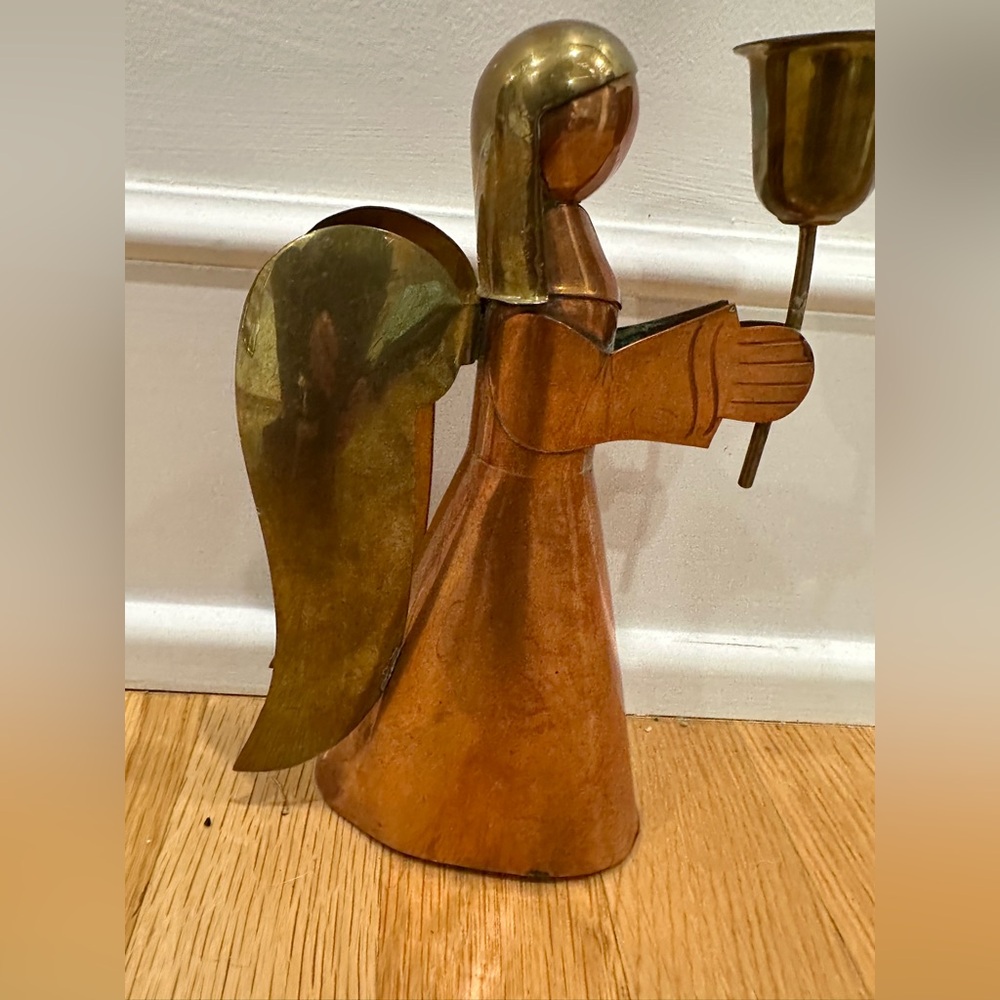 Brass and Copper Vintage Angel Figurine candle holder.
